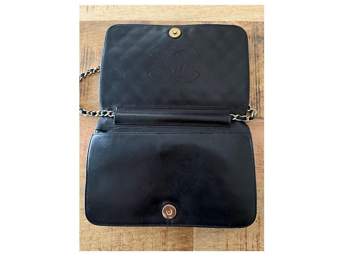 Chanel Timeless Classic Borsa a tracolla pelle nera catena oro Nero - vista 4