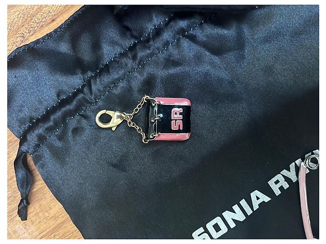 Sonia Rykiel Charm per Borsa e Labbra Vintage Nero Rosa Rosso D'oro - vista 3
