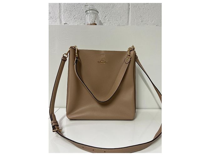 Coach Borsa a Secchiello in Pelle Martellata Beige - vista 8