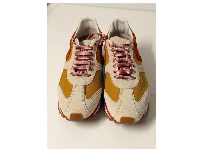 Sneakers Vanessa Bruno in pelle e tela Rosso Beige Giallo - vista 2