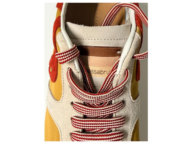 Sneakers Vanessa Bruno in pelle e tela Rosso Beige Giallo - vista 4