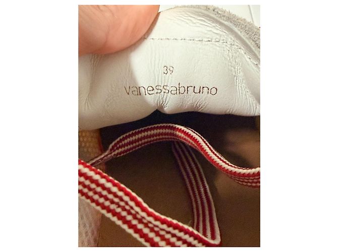 Sneakers Vanessa Bruno in pelle e tela Rosso Beige Giallo - vista 5