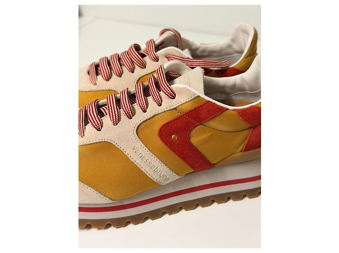 Sneakers Vanessa Bruno in pelle e tela Rosso Beige Giallo - vista 6