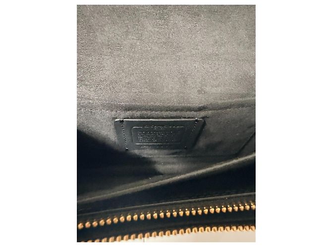 Borsa a tracolla Coach in pelle nera e monogramma marrone Nero - vista 2