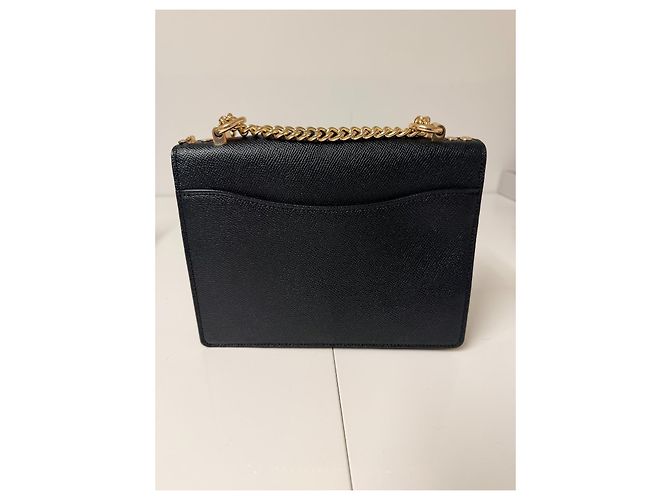 Borsa a tracolla Coach in pelle nera e monogramma marrone Nero - vista 6
