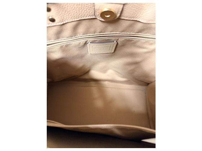 Borsa Tote Coach in Tela Monogrammata e Pelle Bianco Beige - vista 3