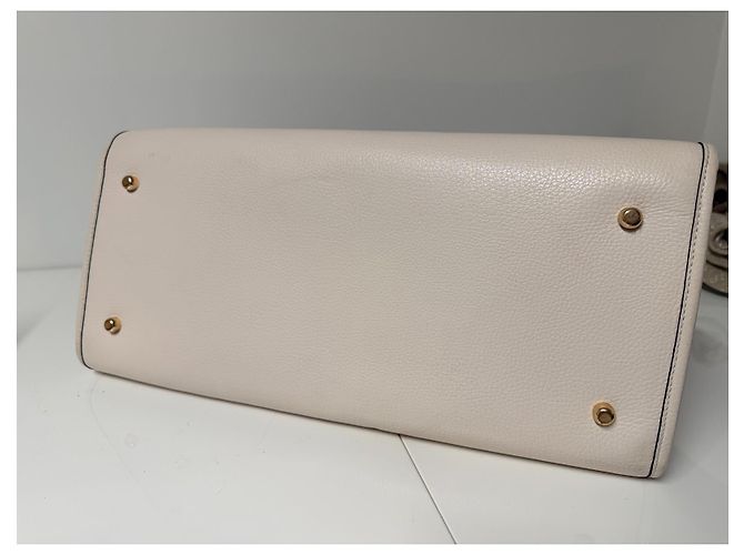 Borsa Tote Coach in Tela Monogrammata e Pelle Bianco Beige - vista 7
