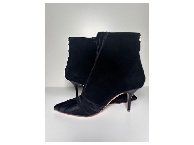 Stivaletti Emanuel Ungaro x Malone Souliers in camoscio e raso nero - vista 2