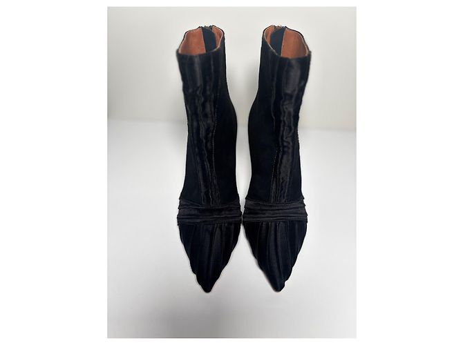 Stivaletti Emanuel Ungaro x Malone Souliers in camoscio e raso nero - vista 5