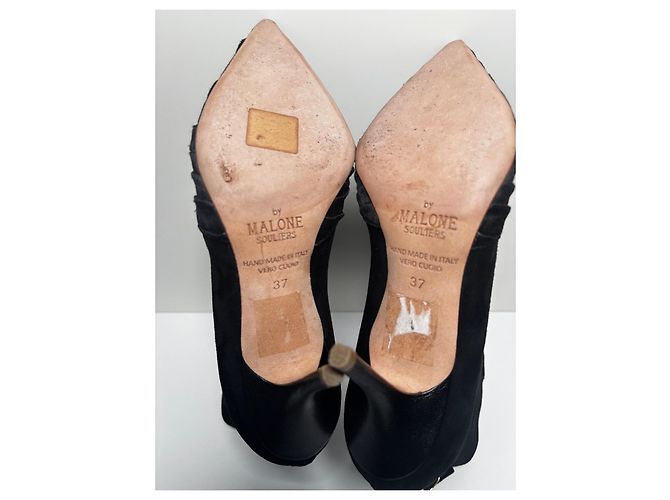 Stivaletti Emanuel Ungaro x Malone Souliers in camoscio e raso nero - vista 8