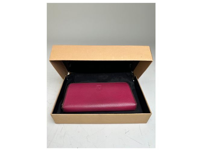 Vintage Loewe Grained Leather Zip Wallet Fuchsia Silver Pink - view 3