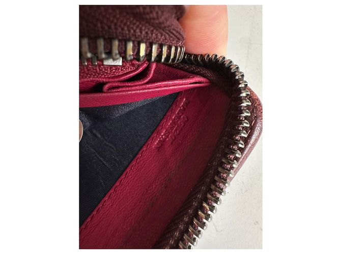 Vintage Loewe Grained Leather Zip Wallet Fuchsia Silver Pink - view 7