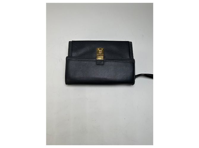 Vintage Givenchy Leder-Clutch Schwarz Gold - Ansicht 12