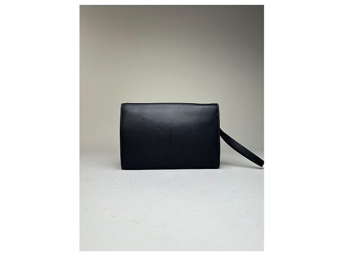 Vintage Givenchy Leder-Clutch Schwarz Gold - Ansicht 2