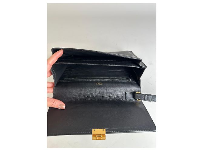 Vintage Givenchy Leder-Clutch Schwarz Gold - Ansicht 3