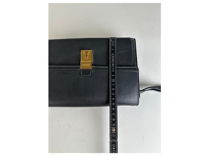 Vintage Givenchy Leder-Clutch Schwarz Gold - Ansicht 8