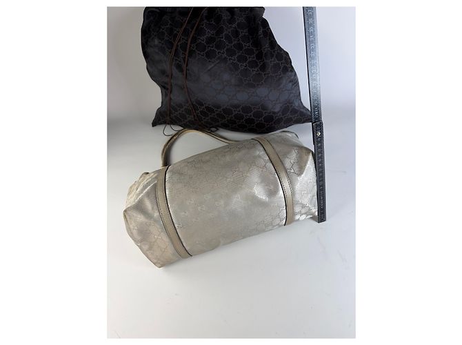Tote Vintage Gucci GG Supreme Canvas Silver Cream Argento - vista 11