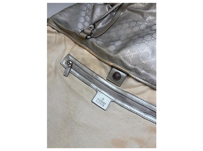 Tote Vintage Gucci GG Supreme Canvas Silver Cream Argento - vista 4