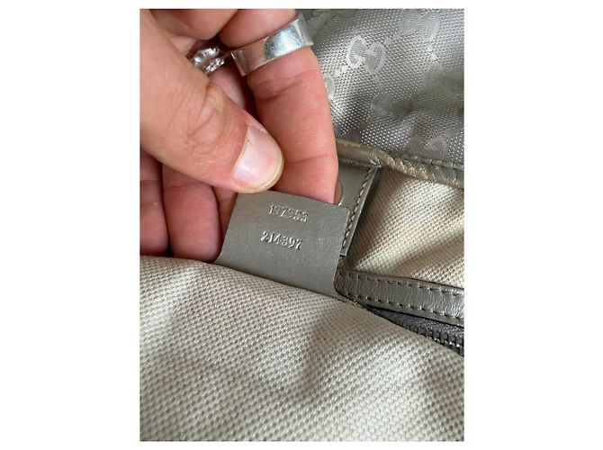 Tote Vintage Gucci GG Supreme Canvas Silver Cream Argento - vista 5