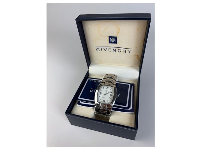 Vintage Givenchy Armbanduhr aus Edelstahl Silber Weiß - Ansicht 15