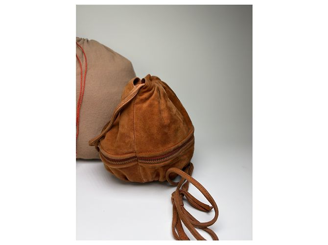 Vintage Loewe Beuteltasche aus Wildleder Rust Gold Rot - Ansicht 10