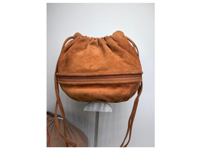 Vintage Loewe Beuteltasche aus Wildleder Rust Gold Rot - Ansicht 14