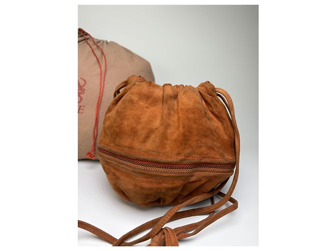 Vintage Loewe Beuteltasche aus Wildleder Rust Gold Rot - Ansicht 15