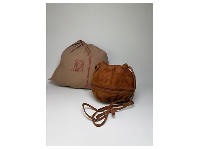 Vintage Loewe Beuteltasche aus Wildleder Rust Gold Rot - Ansicht 2