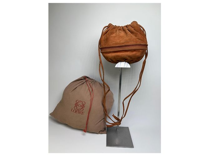 Vintage Loewe Beuteltasche aus Wildleder Rust Gold Rot - Ansicht 5
