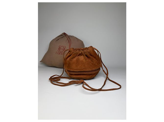 Vintage Loewe Beuteltasche aus Wildleder Rust Gold Rot - Ansicht 7