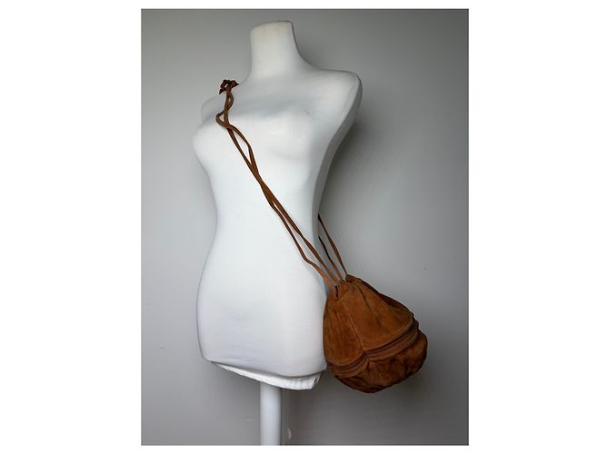 Vintage Loewe Beuteltasche aus Wildleder Rust Gold Rot - Ansicht 8