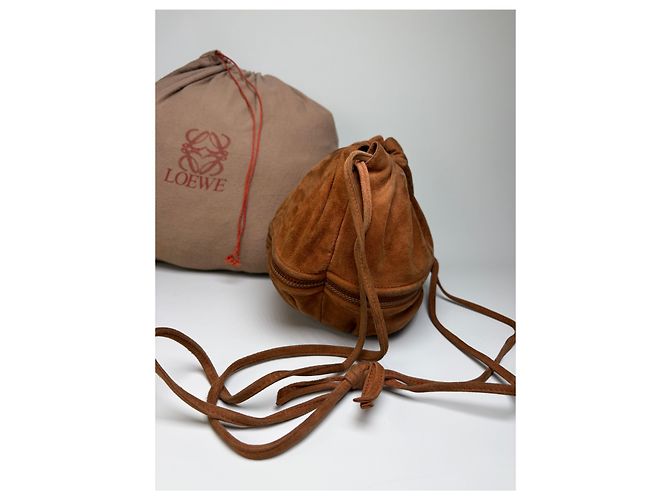 Vintage Loewe Beuteltasche aus Wildleder Rust Gold Rot - Ansicht 9