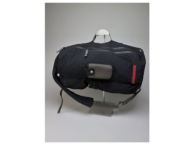 Vintage Prada Nylon Schultertasche Schwarz Silber - Ansicht 15