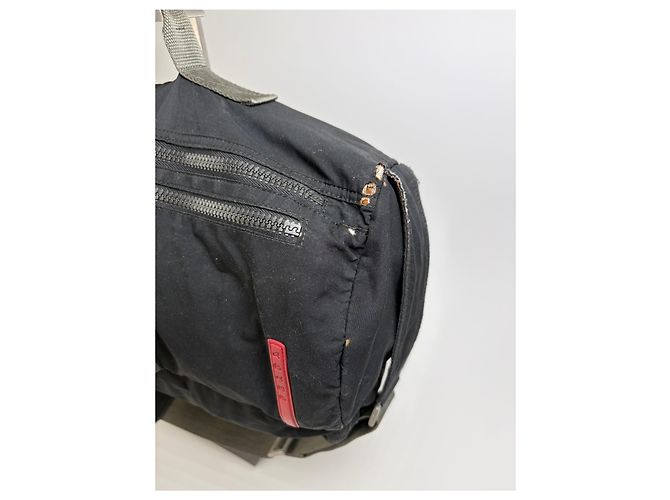 Vintage Prada Nylon Schultertasche Schwarz Silber - Ansicht 7