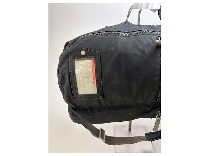 Vintage Prada Nylon Schultertasche Schwarz Silber - Ansicht 9