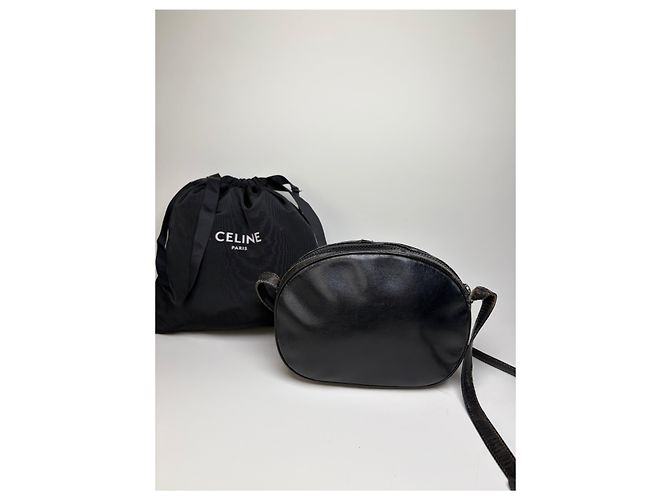 Triomphe Céline Vintage Celine Leder Crossbody Bag Black Schwarz - Ansicht 15