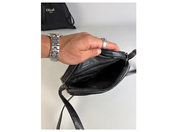 Triomphe Céline Vintage Celine Leder Crossbody Bag Black Schwarz - Ansicht 3
