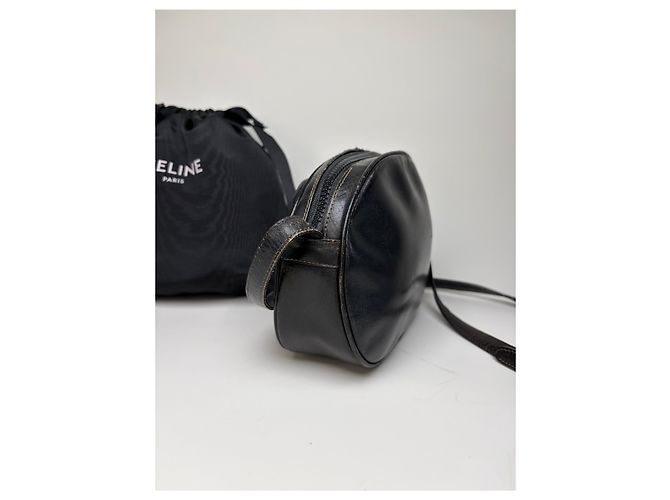 Triomphe Céline Vintage Celine Leder Crossbody Bag Black Schwarz - Ansicht 9