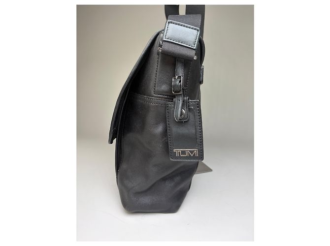 Borsa a tracolla Vintage Tumi in pelle Nera Argento Nero - vista 8