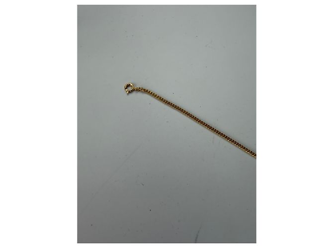 Collana con pendente logo Courreges vintage in metallo dorato - vista 10