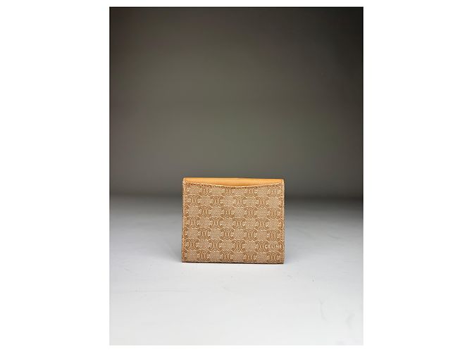 Céline Vintage Celine Canvas Leather Wallet Tan Light Brown Gold Camel - view 10