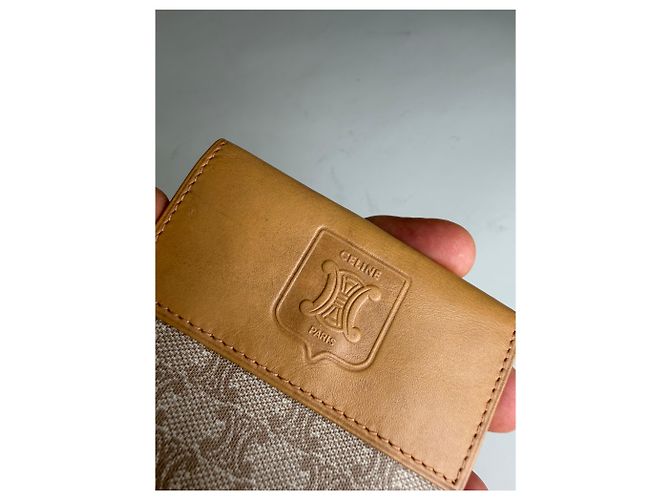 Céline Vintage Celine Canvas Leather Wallet Tan Light Brown Gold Camel - view 3