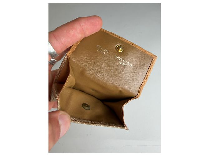 Céline Vintage Celine Canvas Leather Wallet Tan Light Brown Gold Camel - view 6