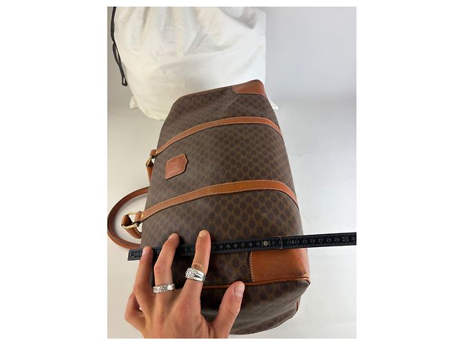 Céline Sac Duffle Vintage Celine Monogram Canvas Brown Tan Marron - vue 10