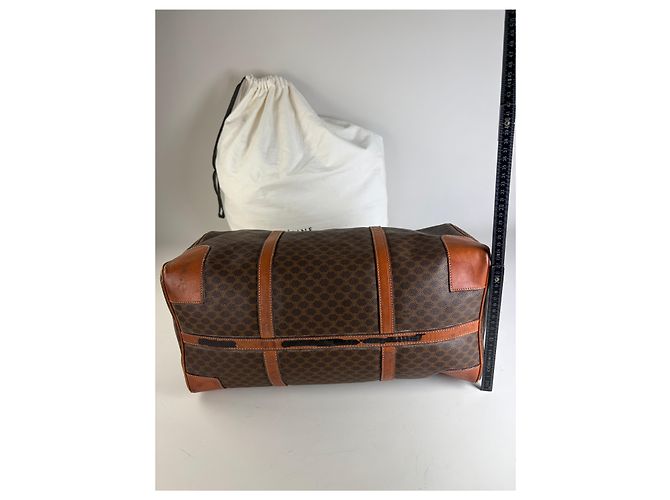 Céline Sac Duffle Vintage Celine Monogram Canvas Brown Tan Marron - vue 11