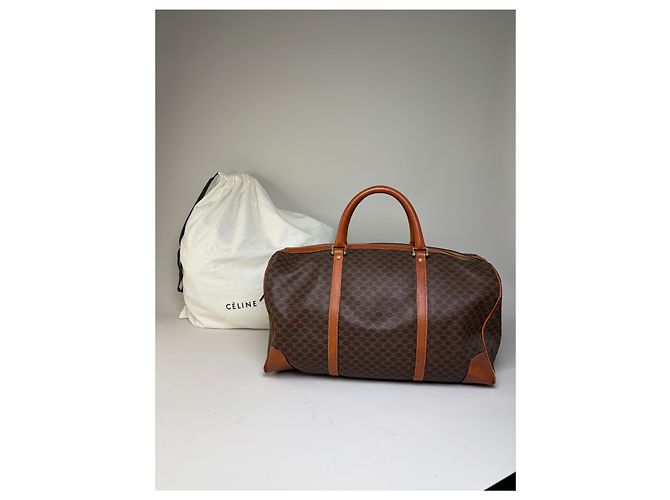 Céline Sac Duffle Vintage Celine Monogram Canvas Brown Tan Marron - vue 2