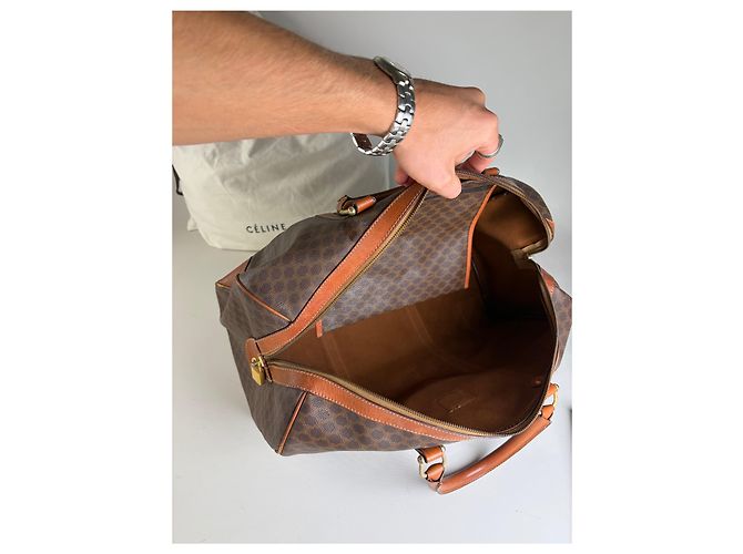 Céline Sac Duffle Vintage Celine Monogram Canvas Brown Tan Marron - vue 3