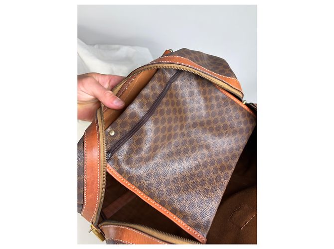 Céline Sac Duffle Vintage Celine Monogram Canvas Brown Tan Marron - vue 4