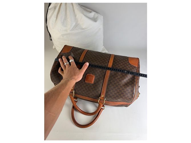 Céline Sac Duffle Vintage Celine Monogram Canvas Brown Tan Marron - vue 5