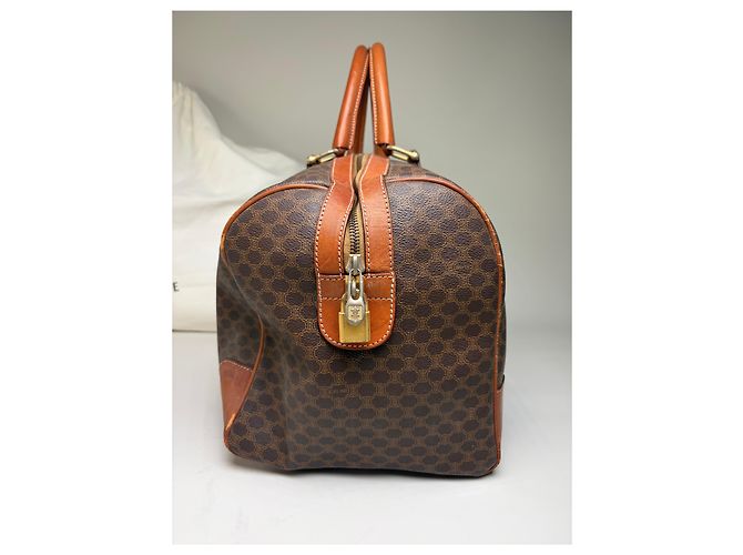 Céline Sac Duffle Vintage Celine Monogram Canvas Brown Tan Marron - vue 6
